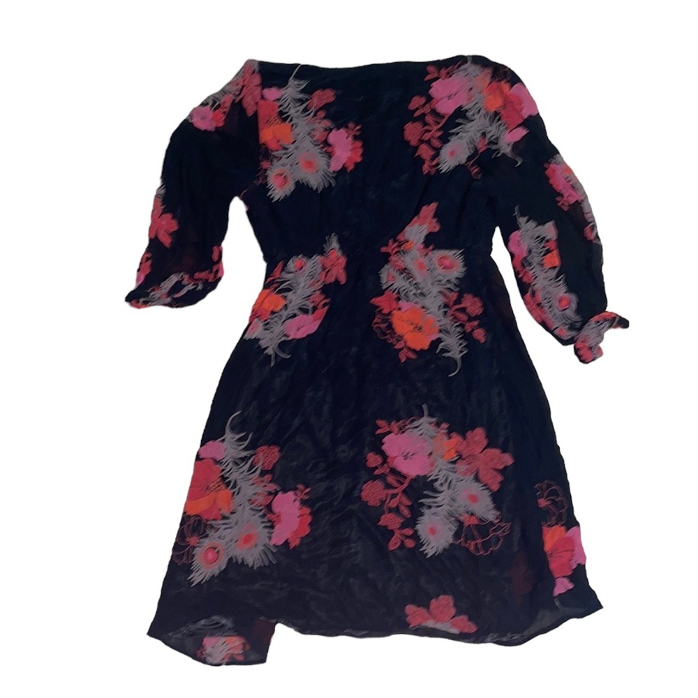 DEPT Beaded V-Neck Flowy Long Sleeve Summer Mini Floral A-Line Dress - Picture 4 of 4